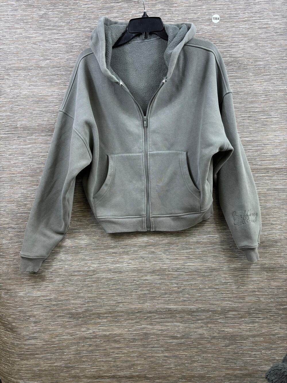Buffbunny Collection Hoodie Womens XS Gray Sherpa Fleece Full Zip Relaxed Fit